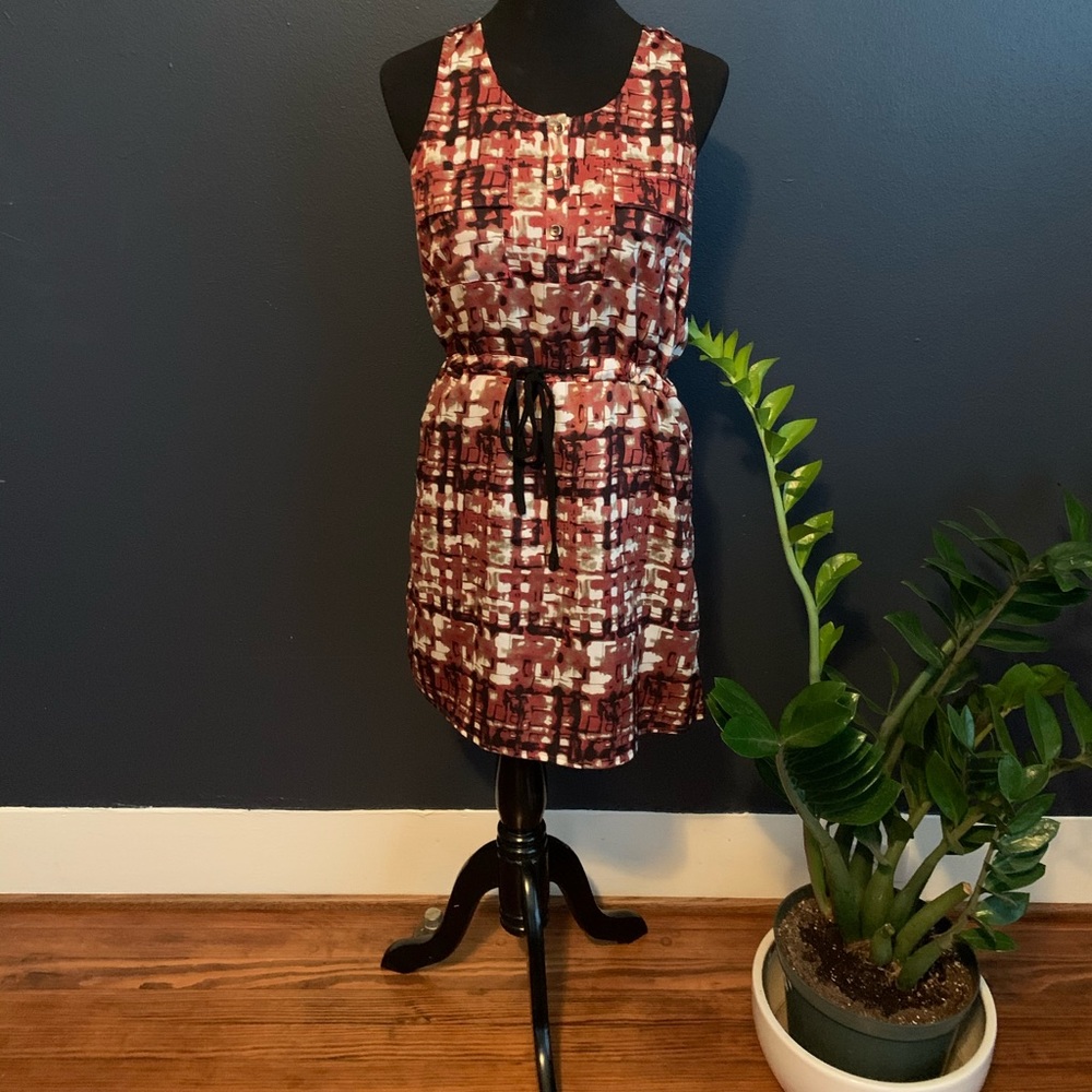 YA LOS ANGELES Maroon and White Dress - M